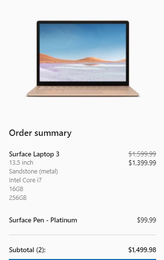 Microsoft Surface Laptop 3 Configuration for $1500